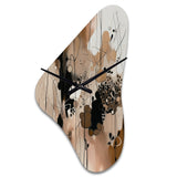 Brown And Black Artistic Freedom I - Asymmetric Metal Wall Clock