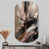 Brown And Black Beyond Boundaries II - Asymmetric Metal Wall Clock