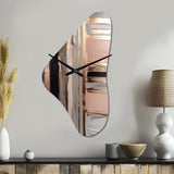 Rose gold And Pink Forms In Contemporary I - Asymmetric Metal Wall Clock
