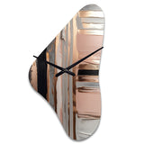 Rose gold And Pink Forms In Contemporary I - Asymmetric Metal Wall Clock