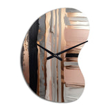 Rose gold And Pink Forms In Contemporary I - Asymmetric Metal Wall Clock