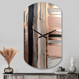 Rose gold And Pink Forms In Contemporary I - Asymmetric Metal Wall Clock