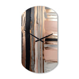 Rose gold And Pink Forms In Contemporary I - Asymmetric Metal Wall Clock