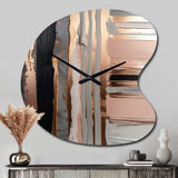 Rose gold And Pink Forms In Contemporary I - Asymmetric Metal Wall Clock