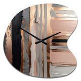 Rose gold And Pink Forms In Contemporary I - Asymmetric Metal Wall Clock