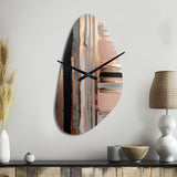 Rose gold And Pink Forms In Contemporary I - Asymmetric Metal Wall Clock
