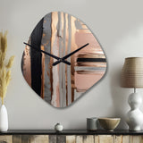 Rose gold And Pink Forms In Contemporary I - Asymmetric Metal Wall Clock