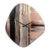 Rose gold And Pink Forms In Contemporary I - Asymmetric Metal Wall Clock