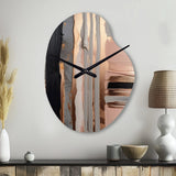 Rose gold And Pink Forms In Contemporary I - Asymmetric Metal Wall Clock