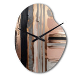 Rose gold And Pink Forms In Contemporary I - Asymmetric Metal Wall Clock