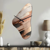 Rose gold And Pink Forms In Contemporary II - Asymmetric Metal Wall Clock