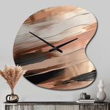 Rose gold And Pink Forms In Contemporary II - Asymmetric Metal Wall Clock