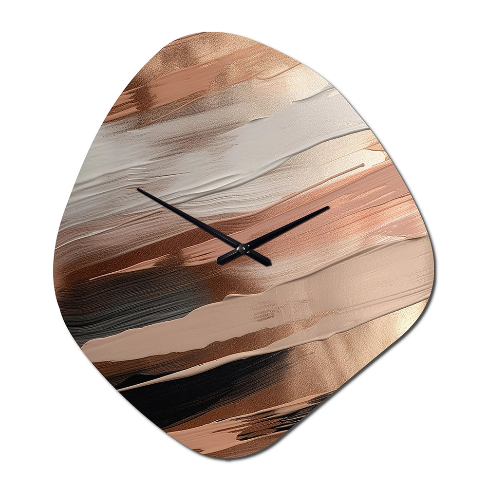 Rose gold And Pink Forms In Contemporary II - Asymmetric Metal Wall Clock