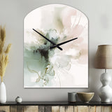 Green And Cream Essence Of Modernity I - Asymmetric Metal Wall Clock