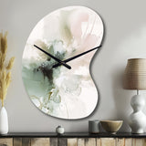 Green And Cream Essence Of Modernity I - Asymmetric Metal Wall Clock