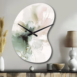 Green And Cream Essence Of Modernity I - Asymmetric Metal Wall Clock
