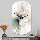 Green And Cream Essence Of Modernity I - Asymmetric Metal Wall Clock