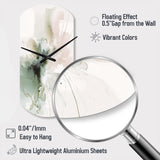Green And Cream Essence Of Modernity I - Asymmetric Metal Wall Clock