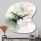 Green And Cream Essence Of Modernity I - Asymmetric Metal Wall Clock