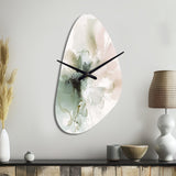 Green And Cream Essence Of Modernity I - Asymmetric Metal Wall Clock