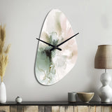Green And Cream Essence Of Modernity I - Asymmetric Metal Wall Clock