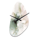 Green And Cream Essence Of Modernity I - Asymmetric Metal Wall Clock