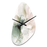 Green And Cream Essence Of Modernity I - Asymmetric Metal Wall Clock
