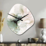 Green And Cream Essence Of Modernity I - Asymmetric Metal Wall Clock