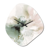 Green And Cream Essence Of Modernity I - Asymmetric Metal Wall Clock