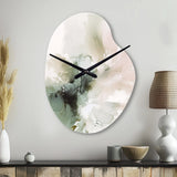 Green And Cream Essence Of Modernity I - Asymmetric Metal Wall Clock