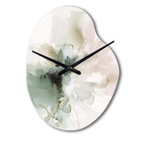 Green And Cream Essence Of Modernity I - Asymmetric Metal Wall Clock