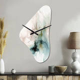 Green And Cream Essence Of Modernity III - Asymmetric Metal Wall Clock