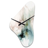Green And Cream Essence Of Modernity III - Asymmetric Metal Wall Clock