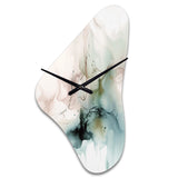 Green And Cream Essence Of Modernity III - Asymmetric Metal Wall Clock