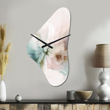 Green And Cream Abstracted Realities I - Asymmetric Metal Wall Clock