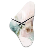 Green And Cream Abstracted Realities I - Asymmetric Metal Wall Clock