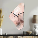 Pink Delicate Abstract Marble I - Asymmetric Metal Wall Clock