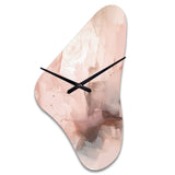 Pink Delicate Abstract Marble I - Asymmetric Metal Wall Clock