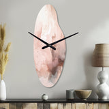Pink Delicate Abstract Marble I - Asymmetric Metal Wall Clock