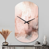 Pink Delicate Abstract Marble I - Asymmetric Metal Wall Clock