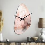 Pink Delicate Abstract Marble I - Asymmetric Metal Wall Clock