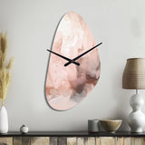 Pink Delicate Abstract Marble I - Asymmetric Metal Wall Clock