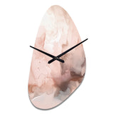 Pink Delicate Abstract Marble I - Asymmetric Metal Wall Clock