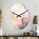 Pink Delicate Abstract Marble I - Asymmetric Metal Wall Clock