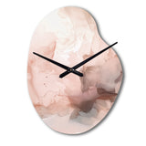 Pink Delicate Abstract Marble I - Asymmetric Metal Wall Clock