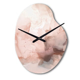 Pink Delicate Abstract Marble I - Asymmetric Metal Wall Clock