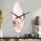 Pink Delicate Abstract Marble III - Asymmetric Metal Wall Clock