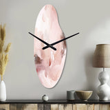 Pink Delicate Abstract Marble III - Asymmetric Metal Wall Clock