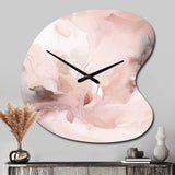 Pink Delicate Abstract Marble III - Asymmetric Metal Wall Clock