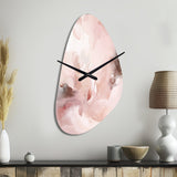 Pink Delicate Abstract Marble III - Asymmetric Metal Wall Clock